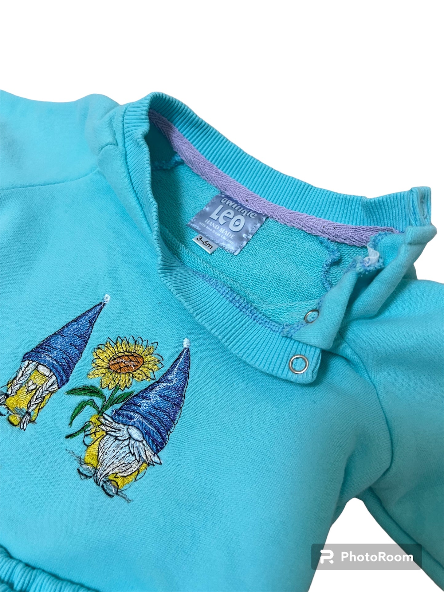 Matching set Unisex Turquoise with Gnome embroidery Short Sleeve T-shirt