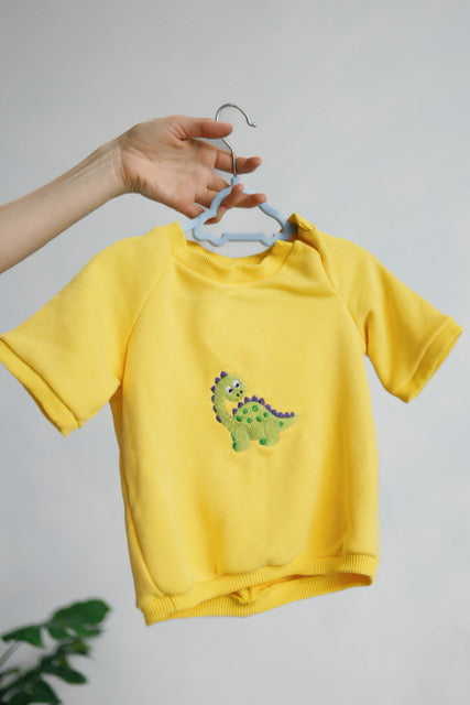 Short sleeve T-shirt outfit, Dinosaur embroidery style, baby boy T-shirt