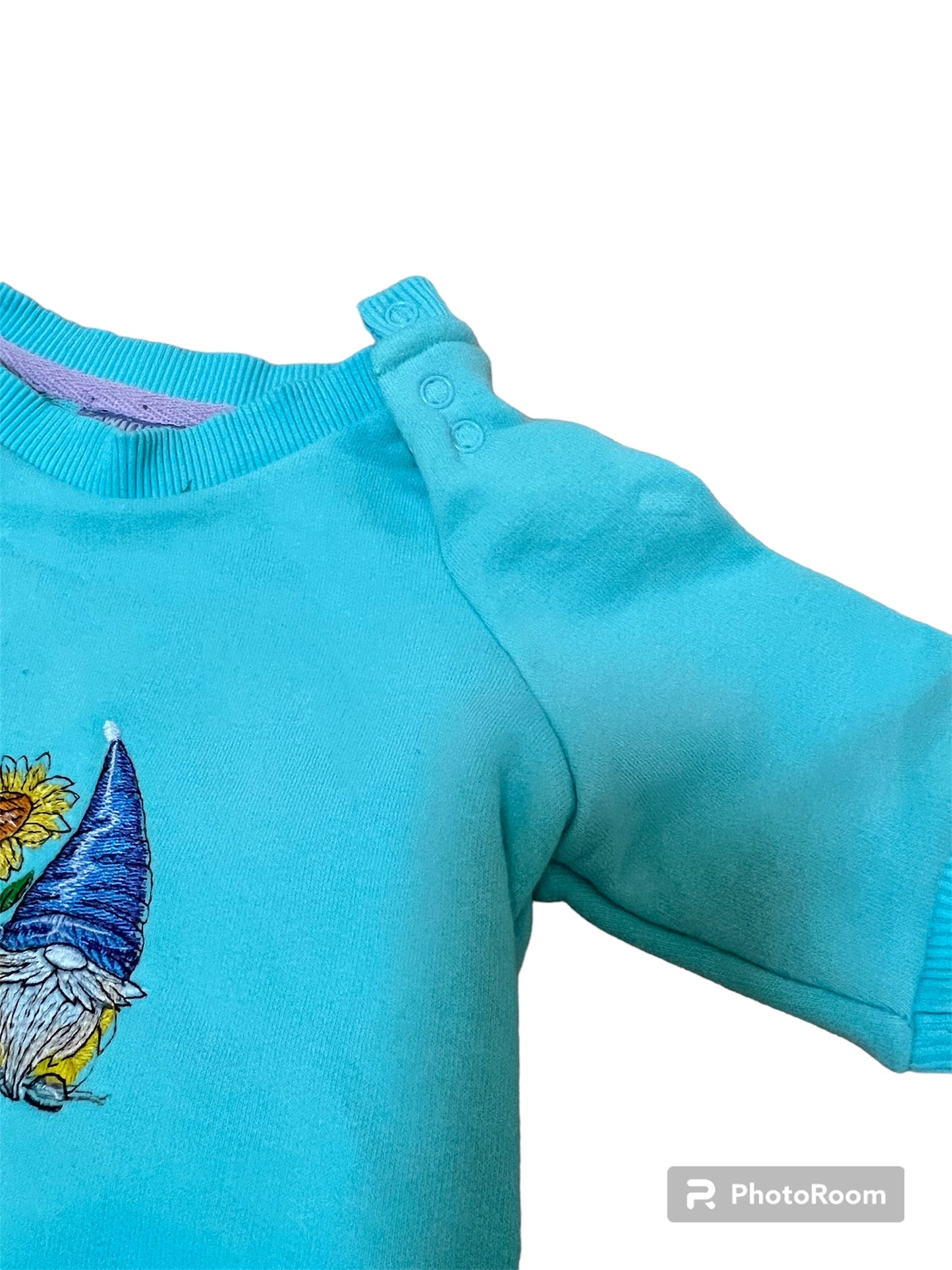 Matching set Unisex Turquoise with Gnome embroidery Short Sleeve T-shirt