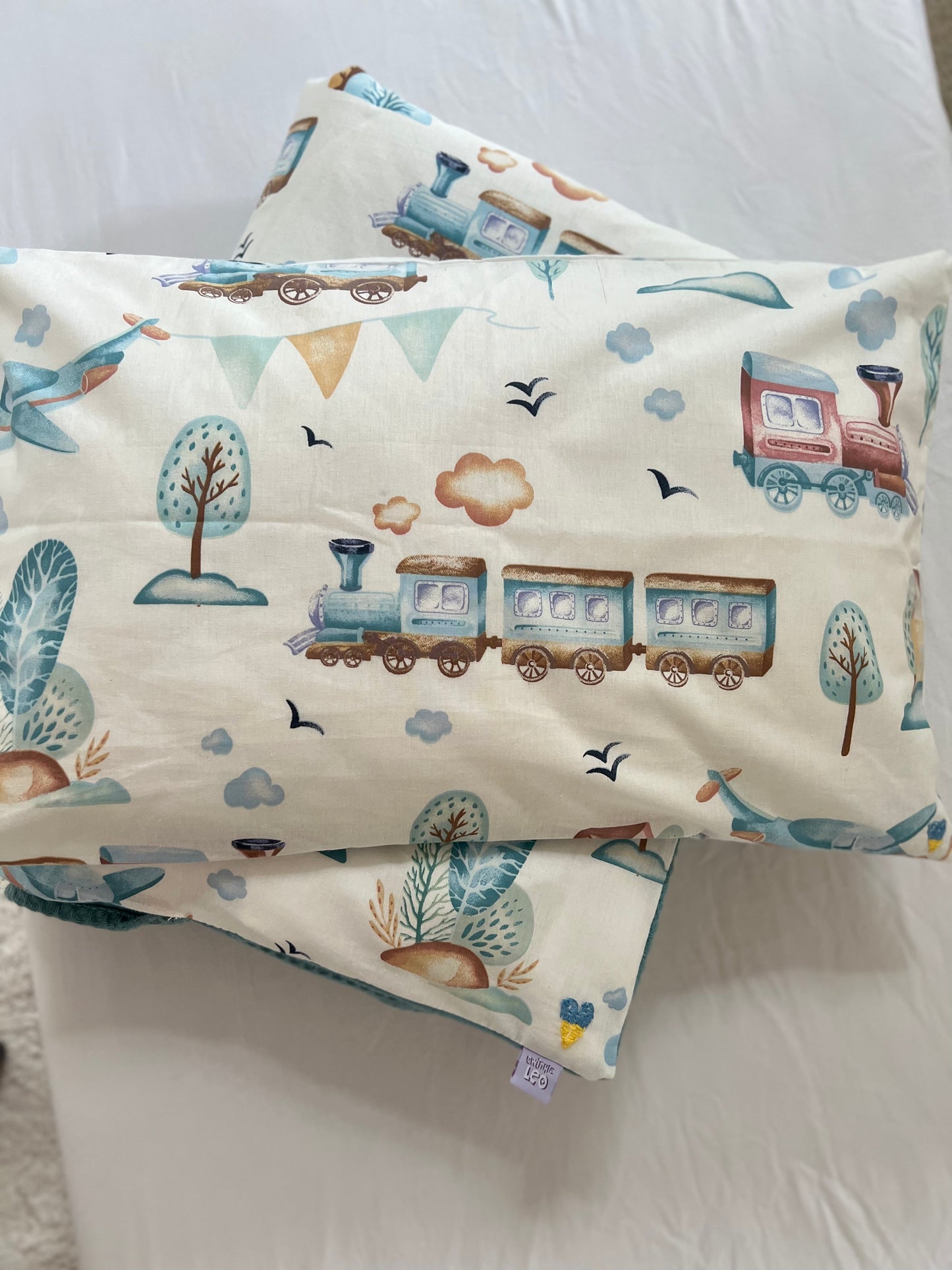 Train pattern baby bedding, baby duvet, kids cover, toddler pillowcase, toddler bedding set
