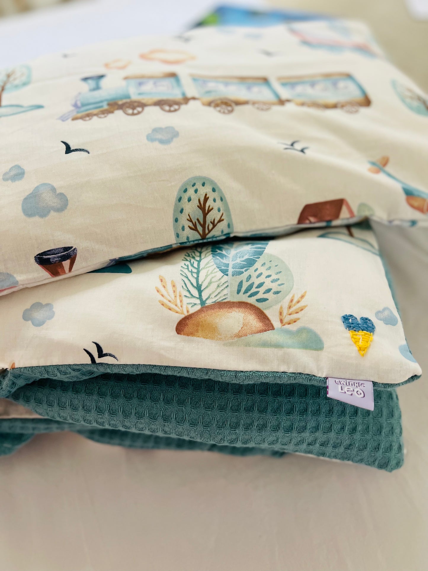 Train pattern baby bedding, baby duvet, kids cover, toddler pillowcase, toddler bedding set