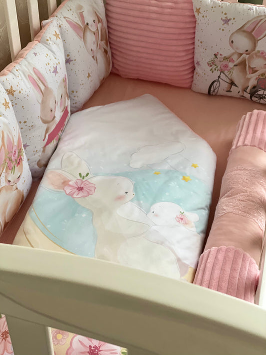 Mammy rabbit baby bedding, toddler blanket, fitted sheet, kids quilts