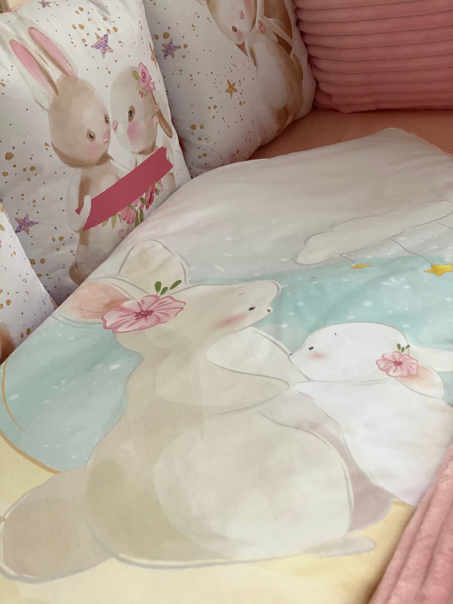 Mammy rabbit baby bedding, toddler blanket, fitted sheet, kids quilts