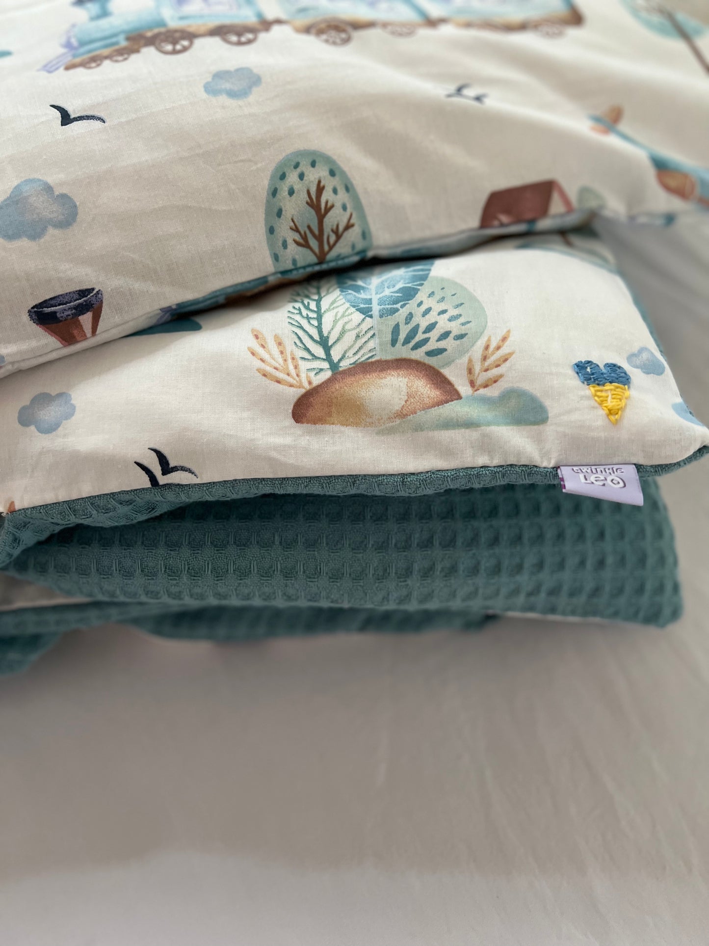 Train pattern baby bedding, baby duvet, kids cover, toddler pillowcase, toddler bedding set